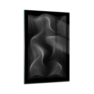 Impression sur verre - Image sur verre - Lignes blanches abstraites sur fond noir - 80x120cm - Danse de lumière dans l'espace - Décoration murale moderne pour le salon et la chambre ARTTOR