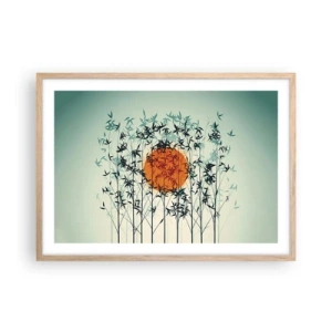 Affiche dans un chêne clair - Poster - Soleil japonnais - 70x50 cm