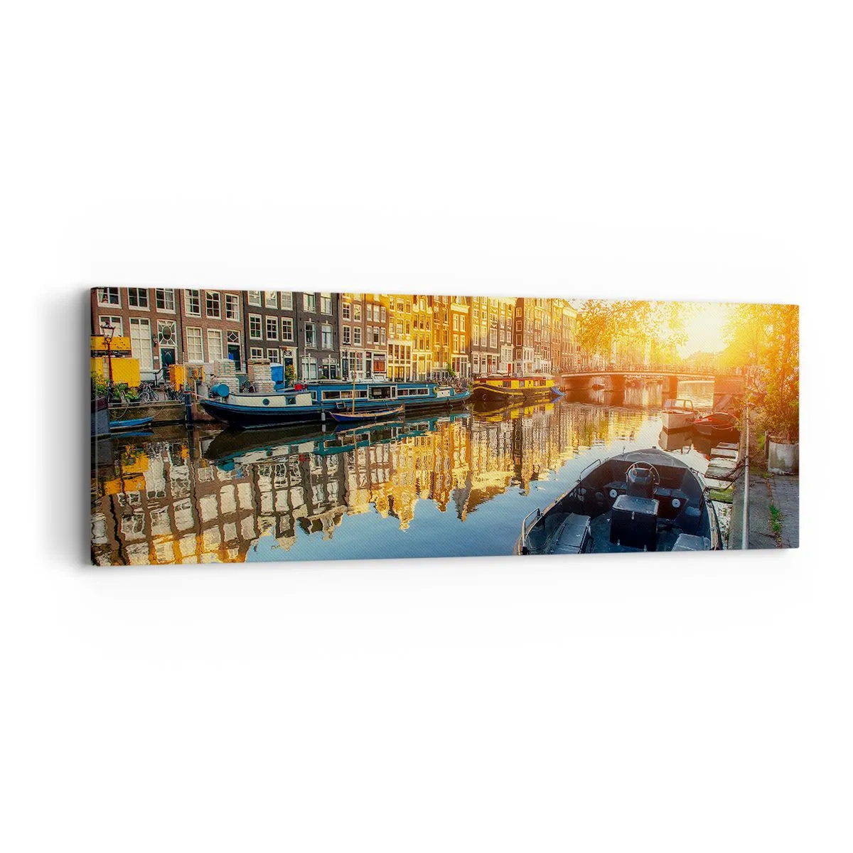 Impression sur toile - Image sur toile - Début de journée à Amsterdam - 90x30 cm