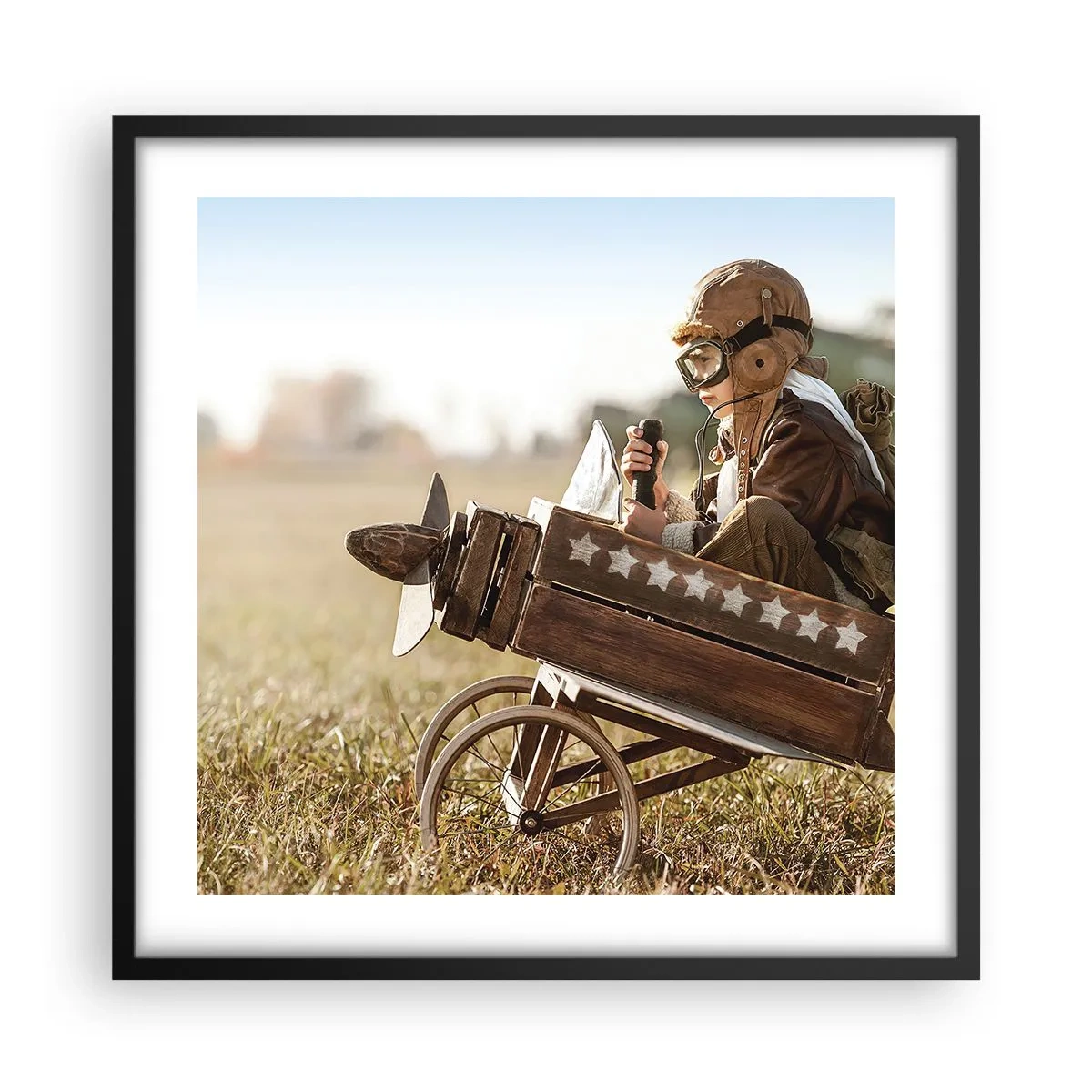 Affiche dans un cadre noir - Poster - Départ vers un rêve - 50x50 cm