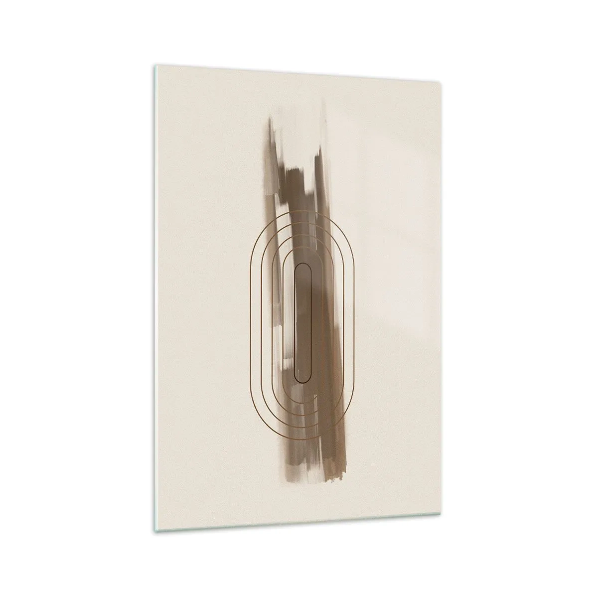 Impression sur verre - Image sur verre - Une composition minimaliste dans les tons beige et gris avec un motif géométrique - 70x100cm - Parfum de gris - Décoration murale moderne pour le salon et la chambre ARTTOR