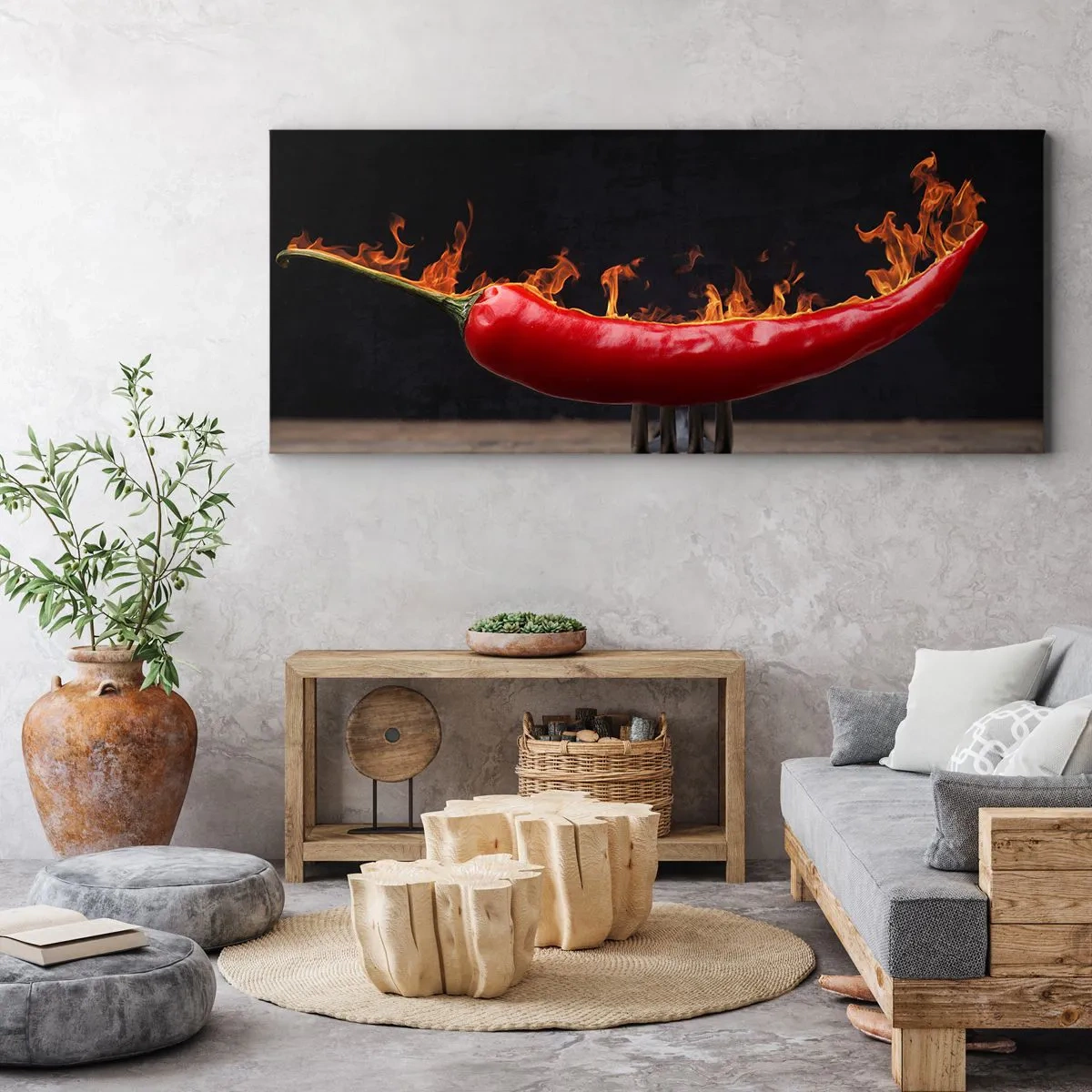 Impression sur toile - Image sur toile - Un apéritif enflammé - 100x40 cm