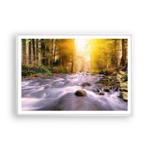 Affiche dans un cadre blanc - Poster - Malachite dans un cadre argent et or - 100x70 cm