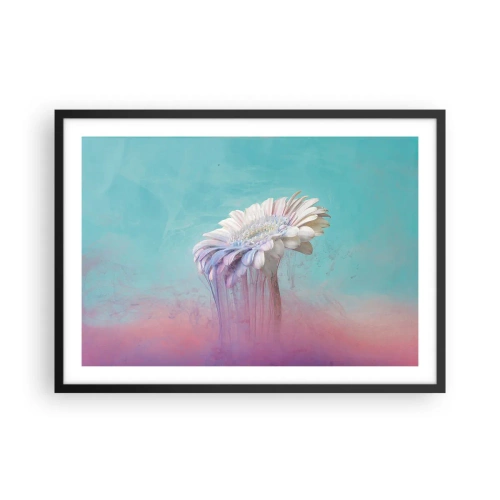 Affiche dans un cadre noir - Poster - Gerbera pastel avec effet flou - 70x50cm - Le monde souterrain des fleurs - Décoration murale moderne pour le salon et la chambre ARTTOR