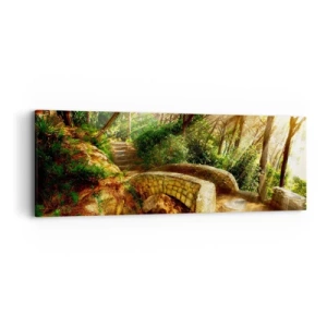 Impression sur toile - Image sur toile - Directement du pont dans une forêt de conte de fées - 90x30 cm