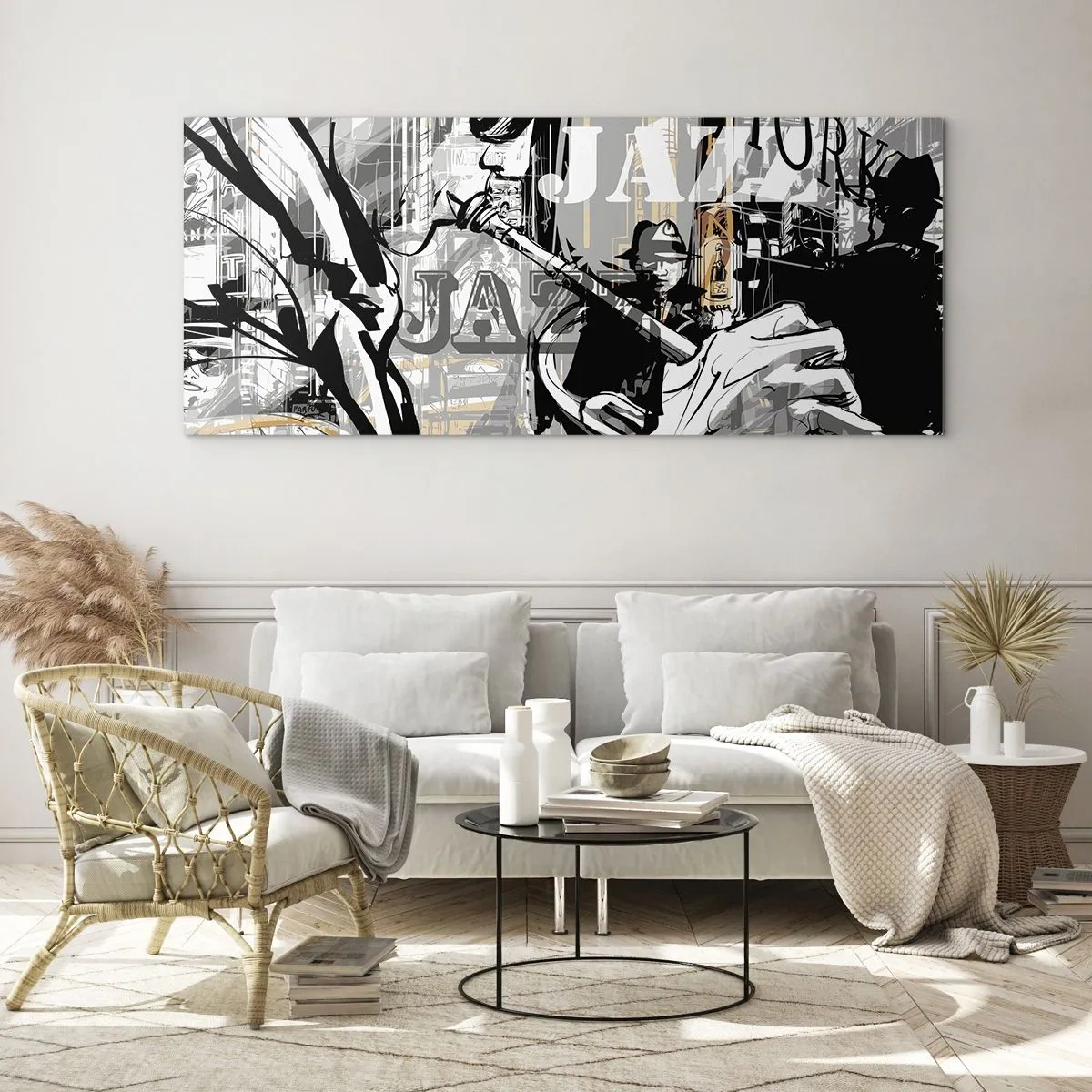 Impression sur verre - Image sur verre - Scène jazz new-yorkaise - 160x50cm - Au rythme de New York - Décoration murale moderne pour le salon et la chambre ARTTOR