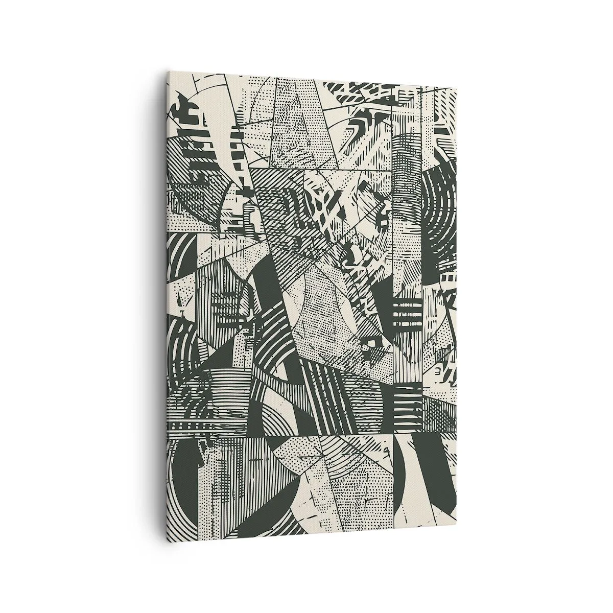 Impression sur toile - Image sur toile - Motifs géométriques abstraits dans des tons de vert sur fond clair - 70x100cm - Dynamique du modernisme - Décoration murale moderne pour le salon et la chambre ARTTOR