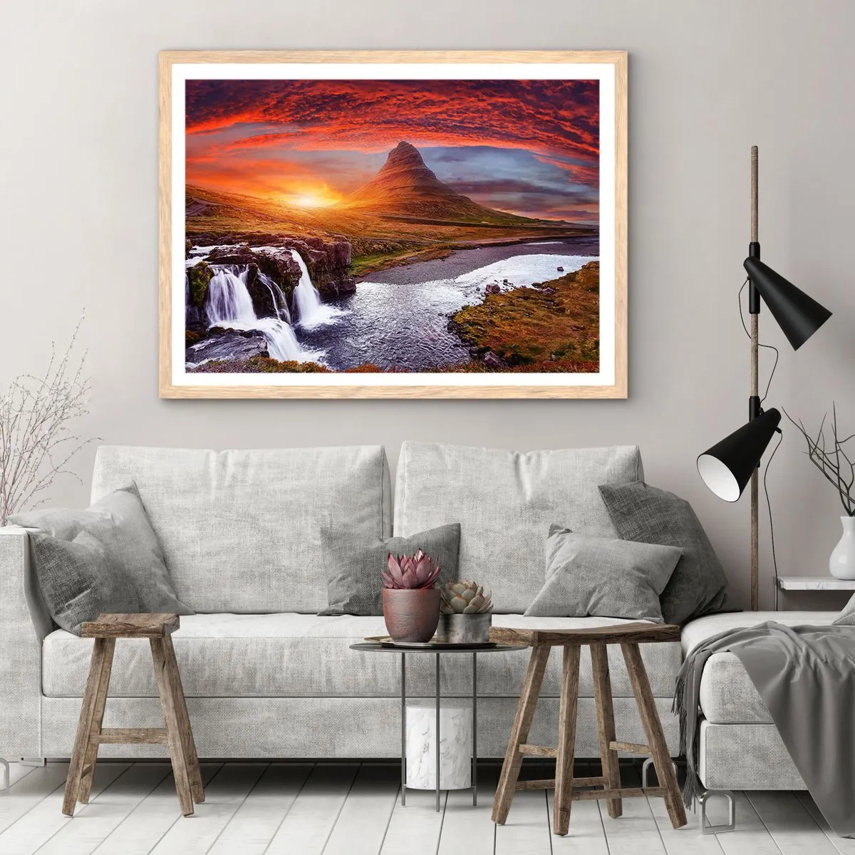 Affiche dans un chêne clair - Poster - Vue de la terre du milieu - 91x61 cm