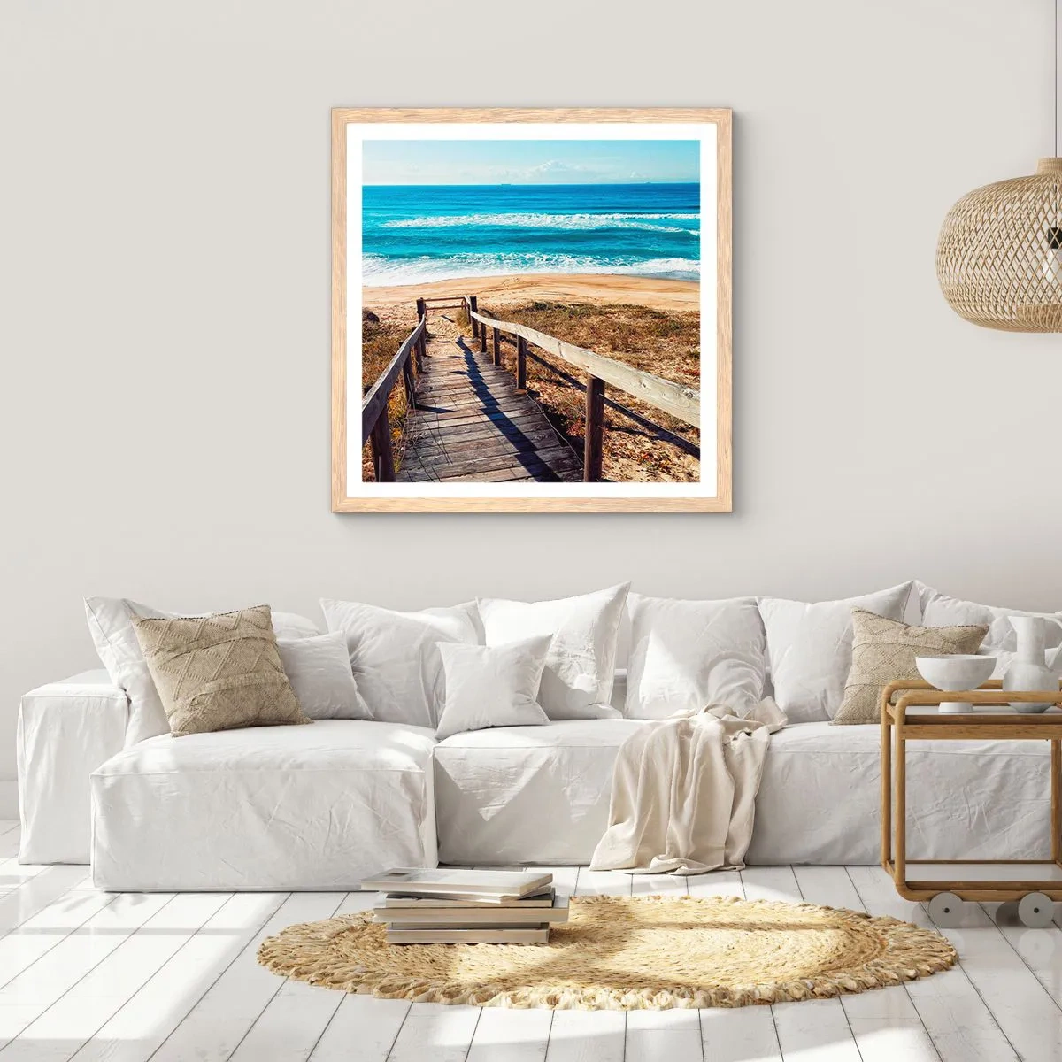 Affiche dans un chêne clair - Poster - Cours! - 50x50 cm