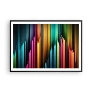 Affiche dans un cadre noir - Poster - Les lignes verticales colorées créent une abstraction dynamique. - 100x70cm - Un organe de lumière - Décoration murale moderne pour le salon et la chambre ARTTOR