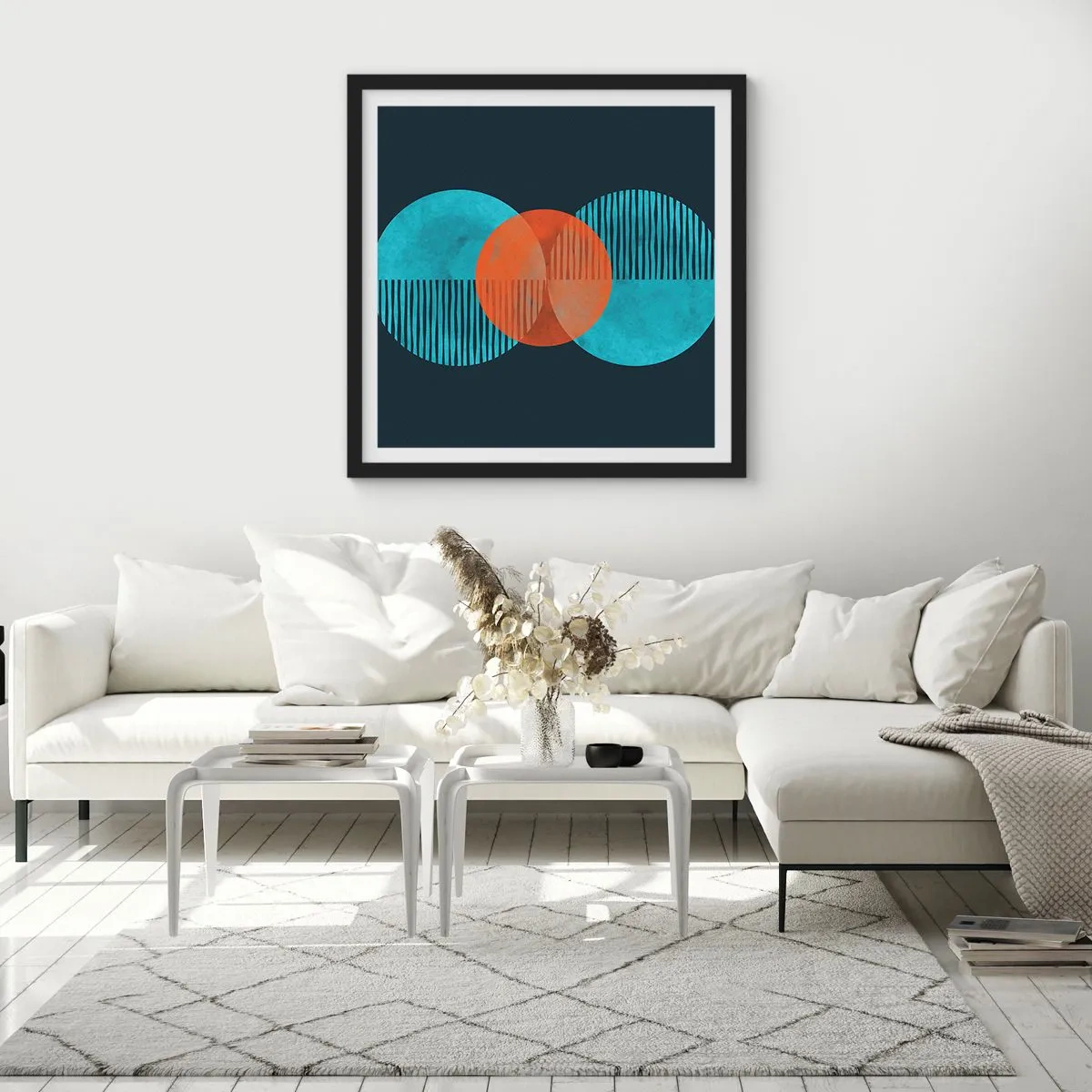 Affiche dans un cadre noir - Poster - Composition symétrique - 50x50 cm