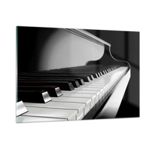 Impression sur verre - Image sur verre - Clavier de piano noir et blanc en perspective - 120x80cm - Harmonie des formes et des couleurs - Décoration murale moderne pour le salon et la chambre ARTTOR