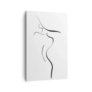 Impression sur toile - Image sur toile - Contour minimaliste d'une silhouette féminine sur fond blanc - 80x120cm - Insaisissable comme une vague - Décoration murale moderne pour le salon et la chambre ARTTOR