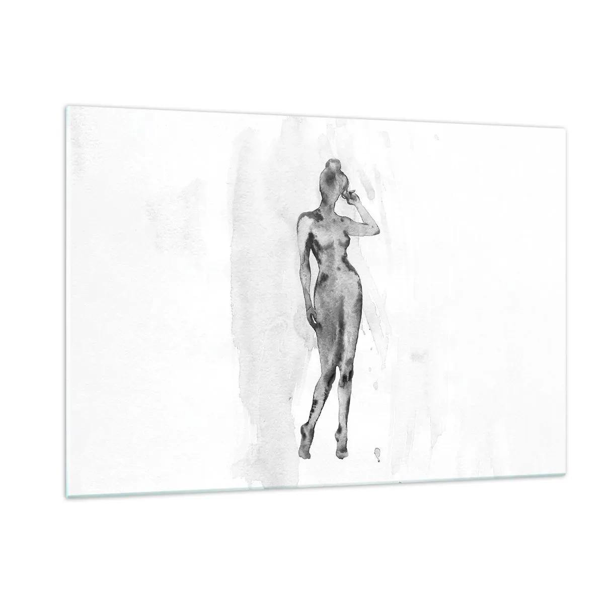 Impression sur verre - Image sur verre - Silhouette d'une femme en nuances de gris sur fond blanc - 120x80cm - Etude de l'idéal de la féminité - Décoration murale moderne pour le salon et la chambre ARTTOR