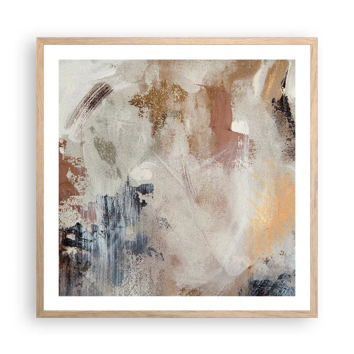 Affiche dans un chêne clair - Poster - Abstraction brumeuse - 60x60 cm