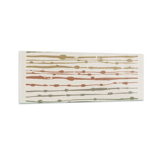 Impression sur verre - Image sur verre - Un motif de lignes aux tons chauds sur un fond clair - 140x50cm - Notation musicale des couleurs - Décoration murale moderne pour le salon et la chambre ARTTOR