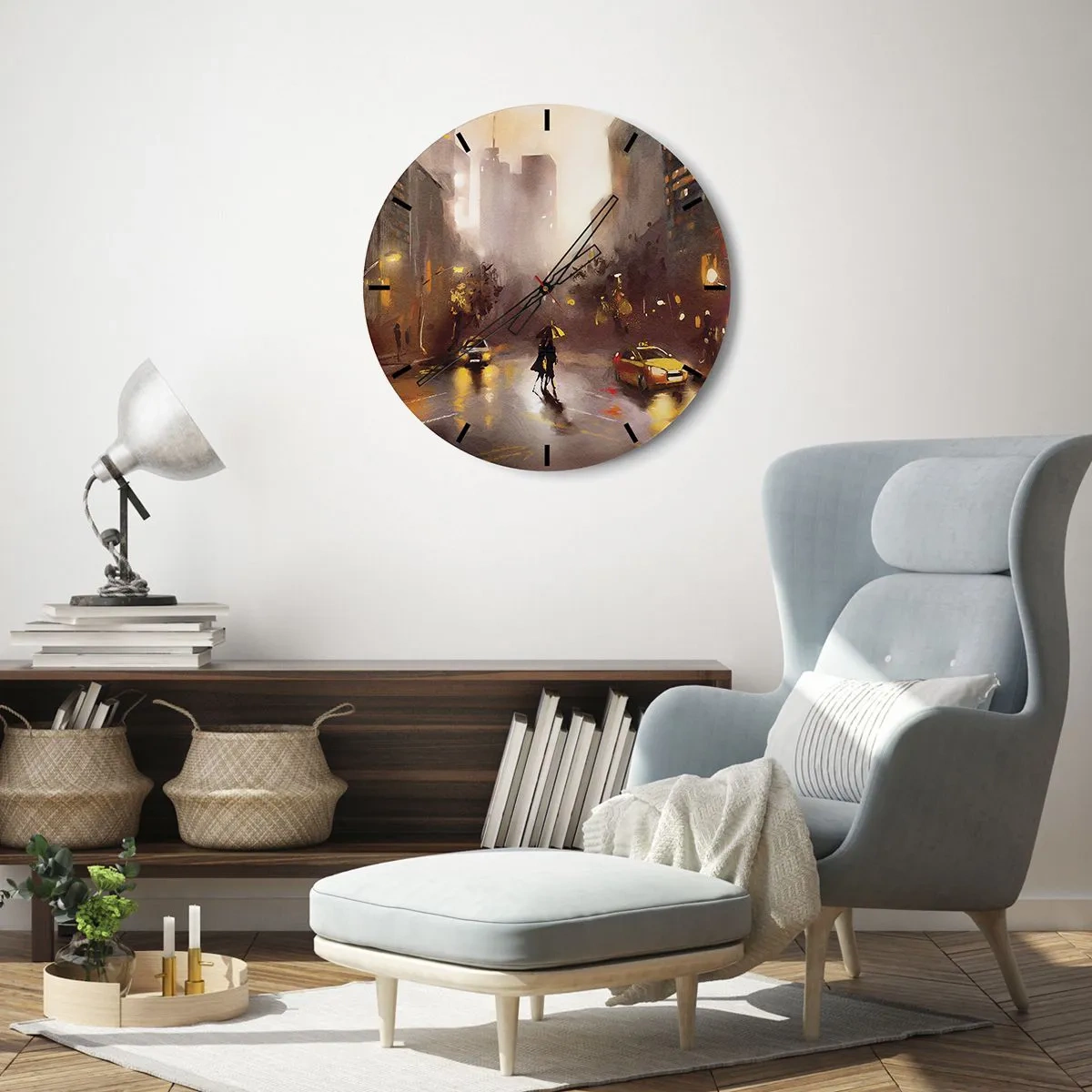 Horloge murale - Pendule murale - Dans les lumières de New-York - 30x30 cm