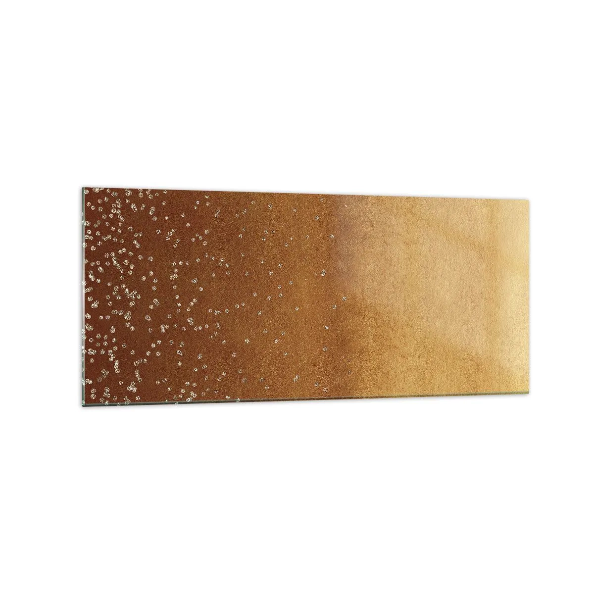 Impression sur verre - Image sur verre - Un dégradé doré avec des reflets et des embellissements subtils - 120x50cm - Origine du monde - Décoration murale moderne pour le salon et la chambre ARTTOR