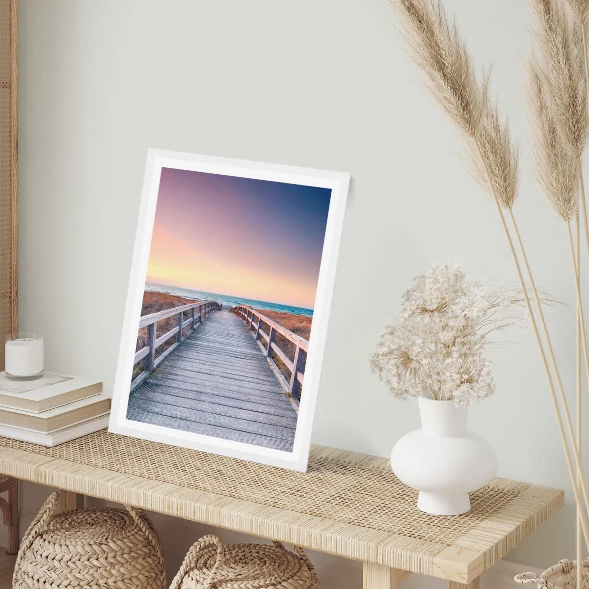 Affiche dans un cadre blanc - Poster - Aurore baltique du soir - 40x50 cm