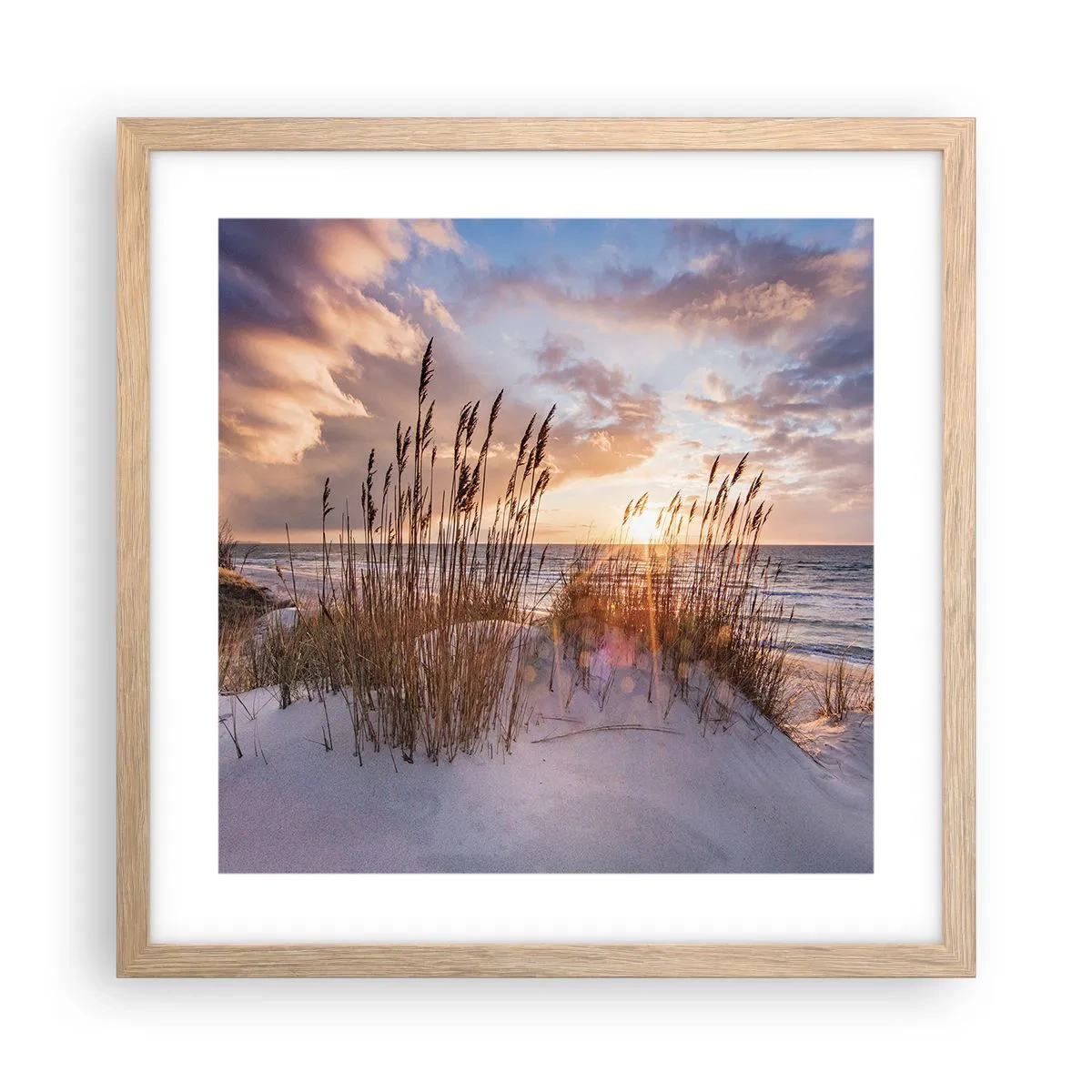 Affiche dans un chêne clair - Poster - Salutations du soleil et du vent - 40x40 cm