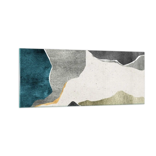 Impression sur verre - Image sur verre - Composition mosaïque avec un fil d'or - 100x40 cm