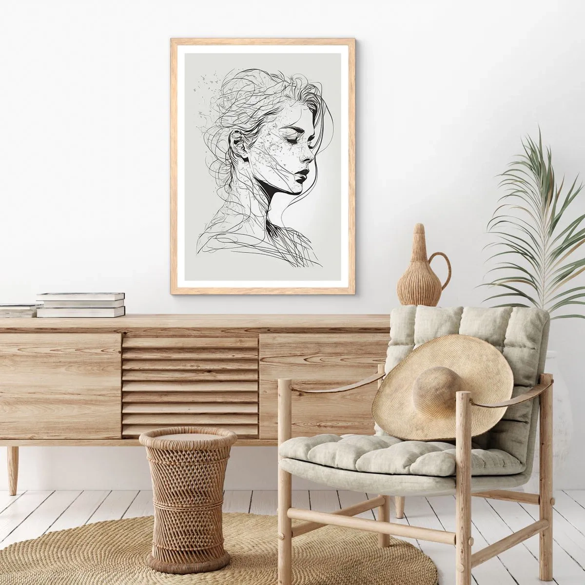 Affiche dans un chêne clair - Poster - Portrait en pensée - 61x91 cm