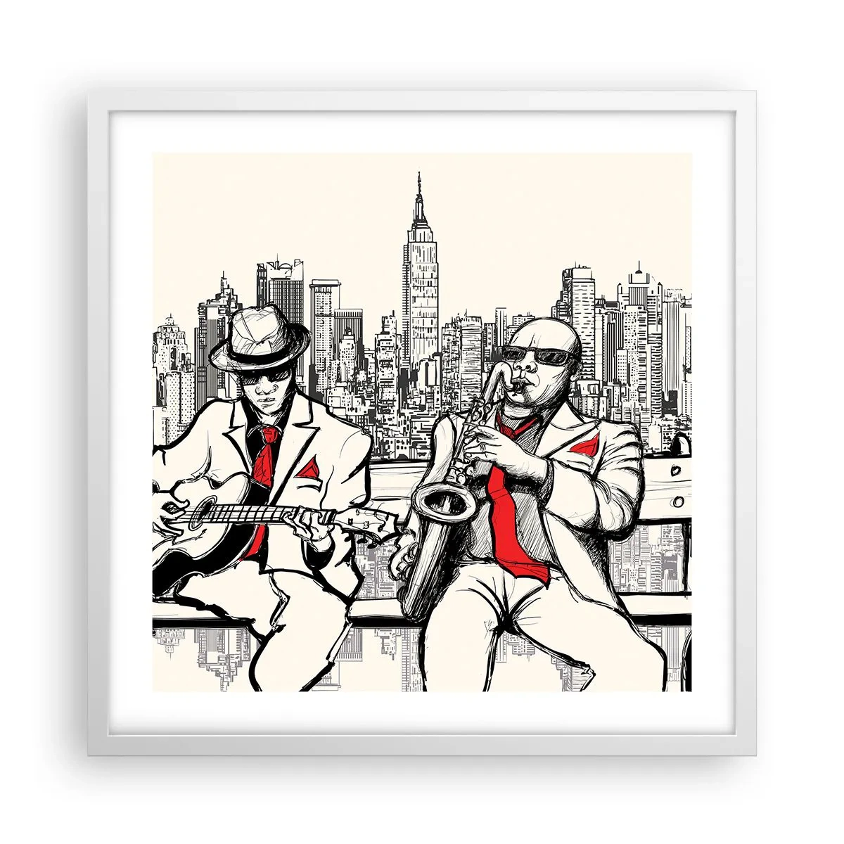 Affiche dans un cadre blanc - Poster - improvisation new-yorkaise - 50x50 cm