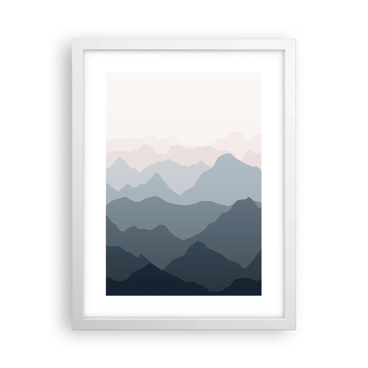 Affiche dans un cadre blanc - Poster - Vagues de montagnes - 30x40 cm
