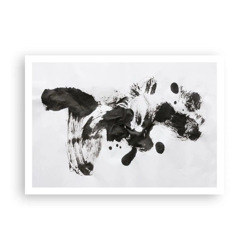 Affiche - Poster - Composition abstraite de taches noires sur fond blanc - 100x70cm - De la méthode dans la folie ? - Décoration murale moderne pour le salon et la chambre ARTTOR