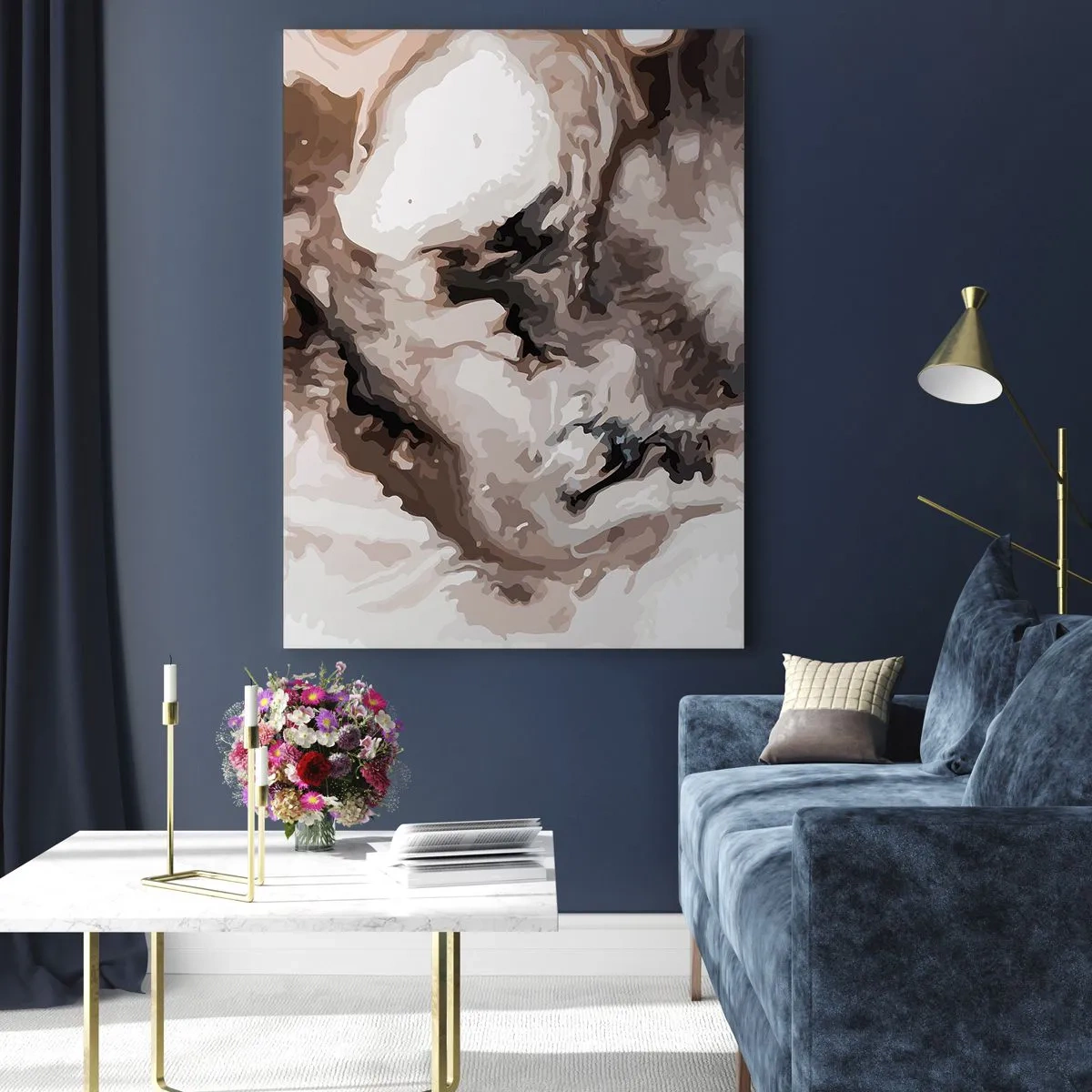 Impression sur verre - Image sur verre - Motif abstrait dans les tons de marron, beige et blanc - 50x70cm - La naissance d'une galaxie - Décoration murale moderne pour le salon et la chambre ARTTOR