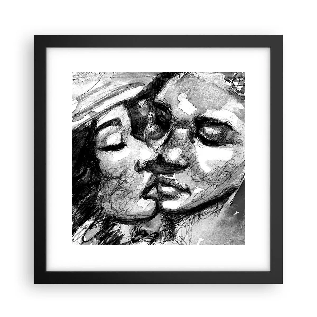 Affiche dans un cadre noir - Poster - Un moment tendre - 30x30 cm