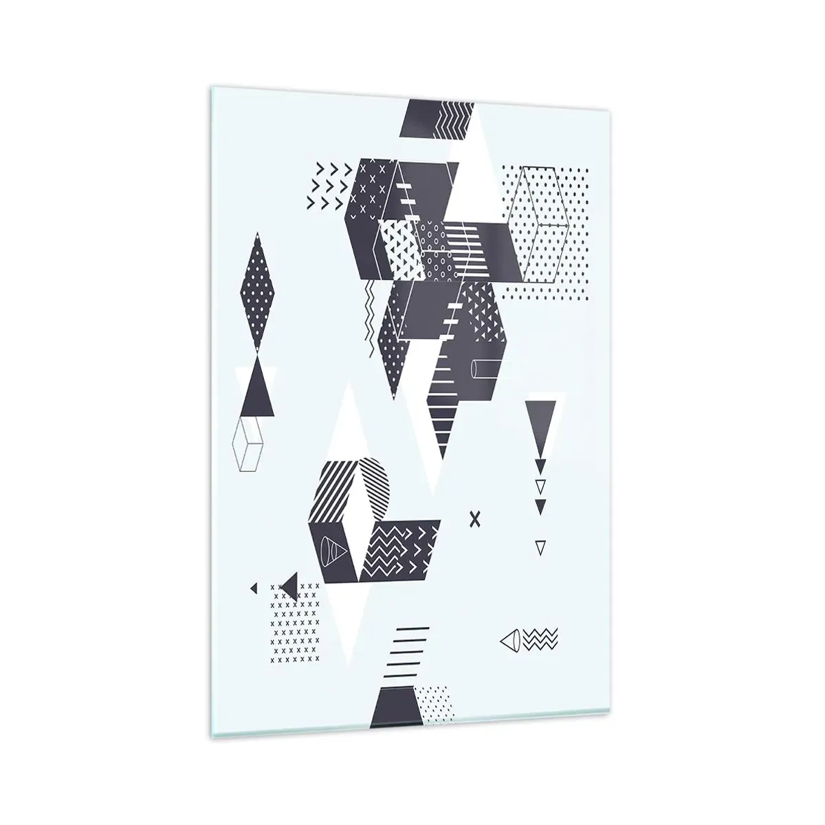 Impression sur verre - Image sur verre - Graphismes géométriques modernes dans des tons de blanc et de bleu marine - 80x120cm - Dans l'âme d'un mathématicien - Décoration murale moderne pour le salon et la chambre ARTTOR