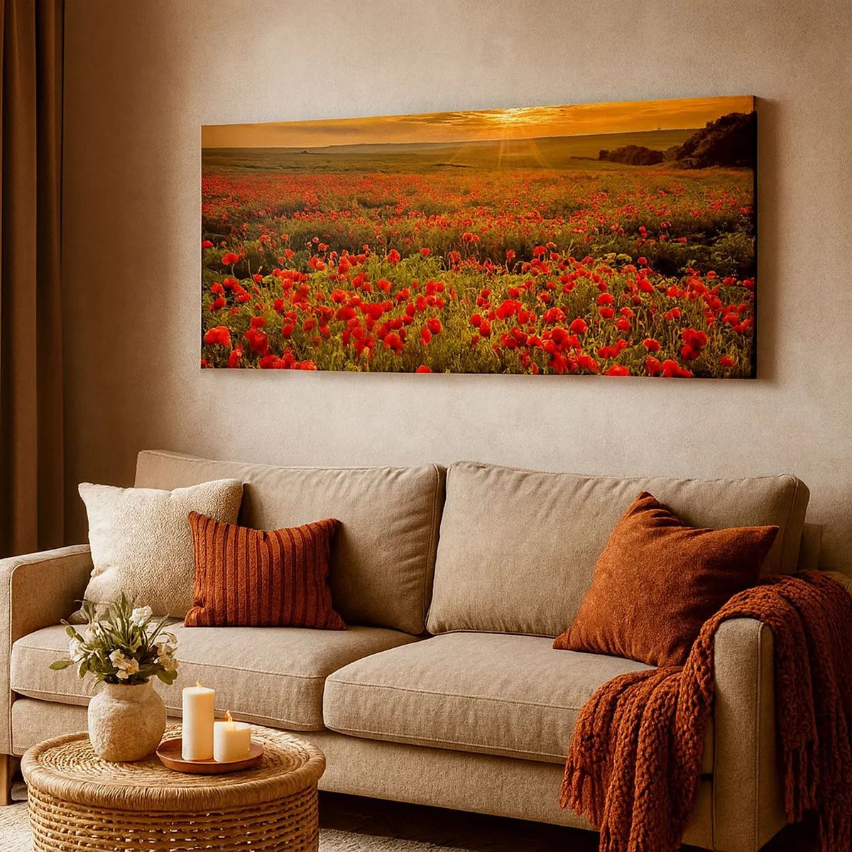 Impression sur toile - Image sur toile - Parmi les vagues des prairies bruissantes, parmi les fleurs du déluge - 100x40 cm