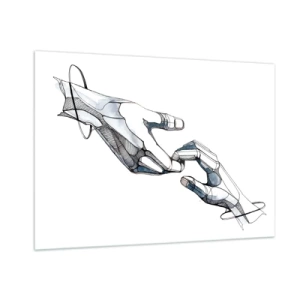 Impression sur verre - Image sur verre - Illustration artistique de deux mains dans un style abstrait - 100x70cm - Un bon geste - Décoration murale moderne pour le salon et la chambre ARTTOR