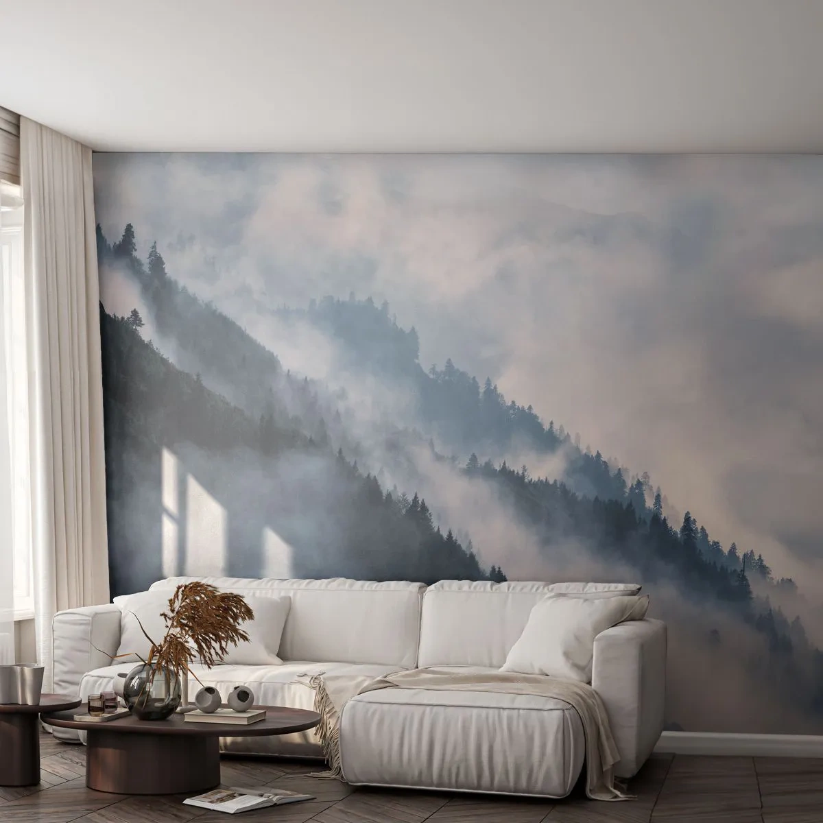 Papier Peint Autocollant Deluxe Sticker - Mysticisme des montagnes - Paysage, Montagnes, Forêt - 250x175 cm