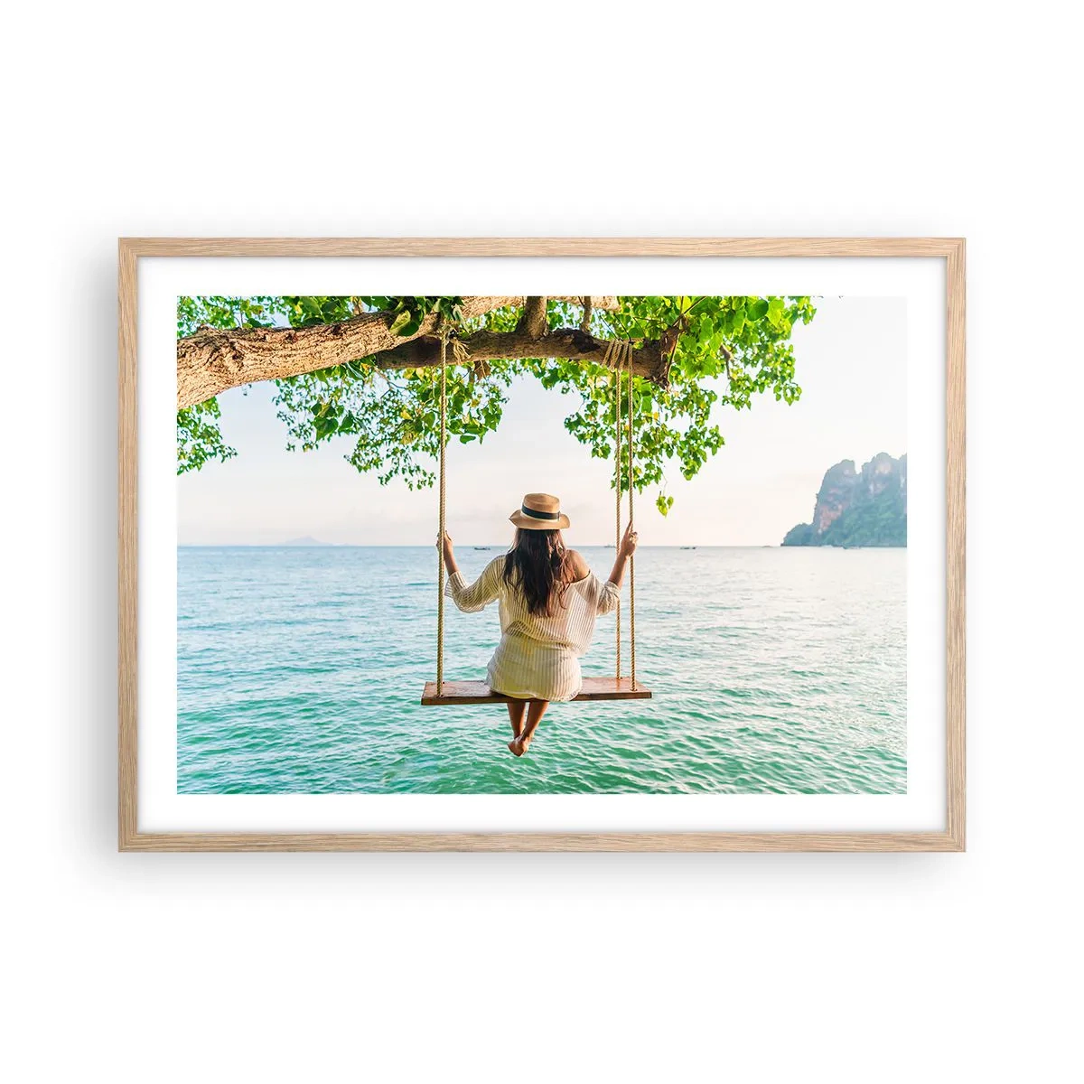 Affiche dans un chêne clair - Poster - La vie est belle - 70x50 cm