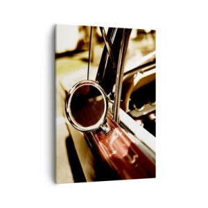 Impression sur toile - Image sur toile - Gros plan du miroir et de l'intérieur d'une voiture rétro classique - 50x70cm - Auto avec une âme - Décoration murale moderne pour le salon et la chambre ARTTOR