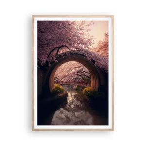 Affiche dans un chêne clair - Poster - Printemps japonais - 70x100 cm