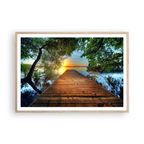 Affiche dans un chêne clair - Poster - Prenez votre temps, asseyez-vous - 100x70 cm