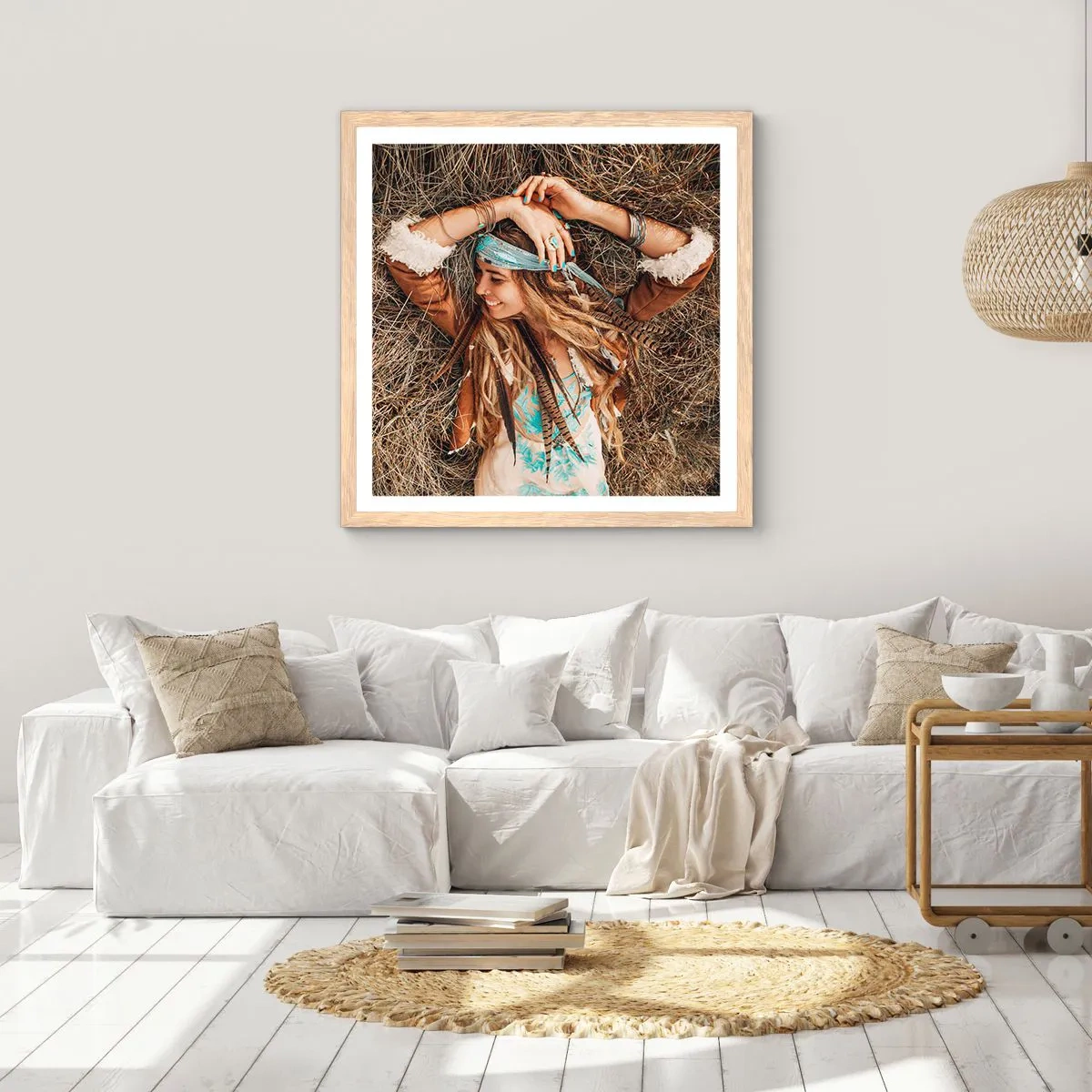 Affiche dans un chêne clair - Poster - En route vers les années d'amour - 60x60 cm