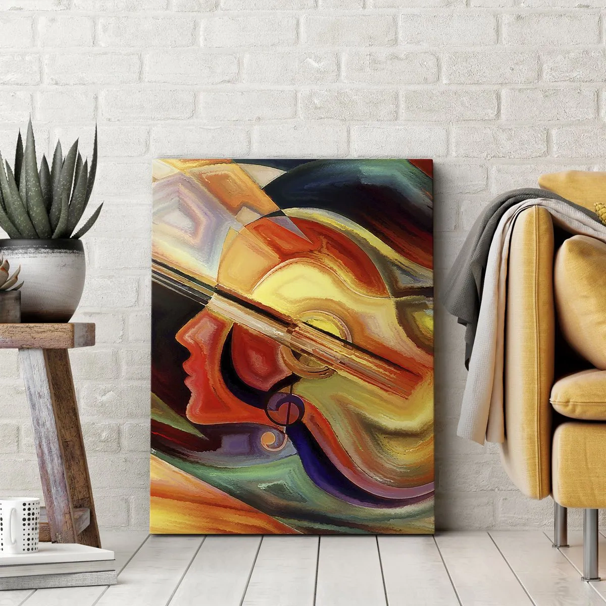Impression sur toile - Image sur toile - Abstraction colorée inspirée de la musique et de la guitare - 70x100cm - Tout va bien - Décoration murale moderne pour le salon et la chambre ARTTOR