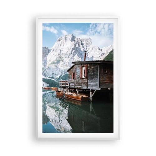 Affiche dans un cadre blanc - Poster - Un matin cristallin en montagne - 61x91 cm