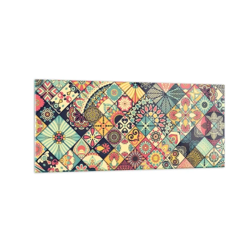 Impression sur verre - Image sur verre - Motifs géométriques colorés inspirés du style marocain - 120x50cm - Ambiance marocaine - Décoration murale moderne pour le salon et la chambre ARTTOR