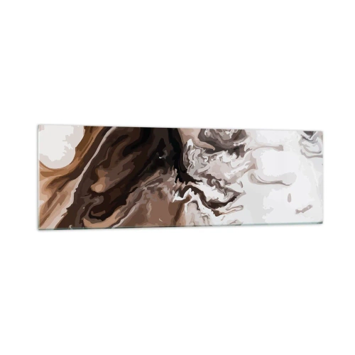 Impression sur verre - Image sur verre - Abstraction dans les tons de brun avec des lignes dynamiques - 160x50cm - Contraste de couleur - Décoration murale moderne pour le salon et la chambre ARTTOR