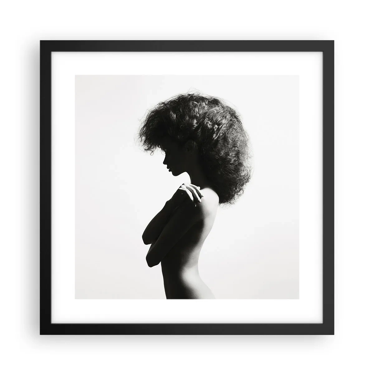 Affiche dans un cadre noir - Poster - Comme une fleur au bout d'une fine tige - 40x40 cm