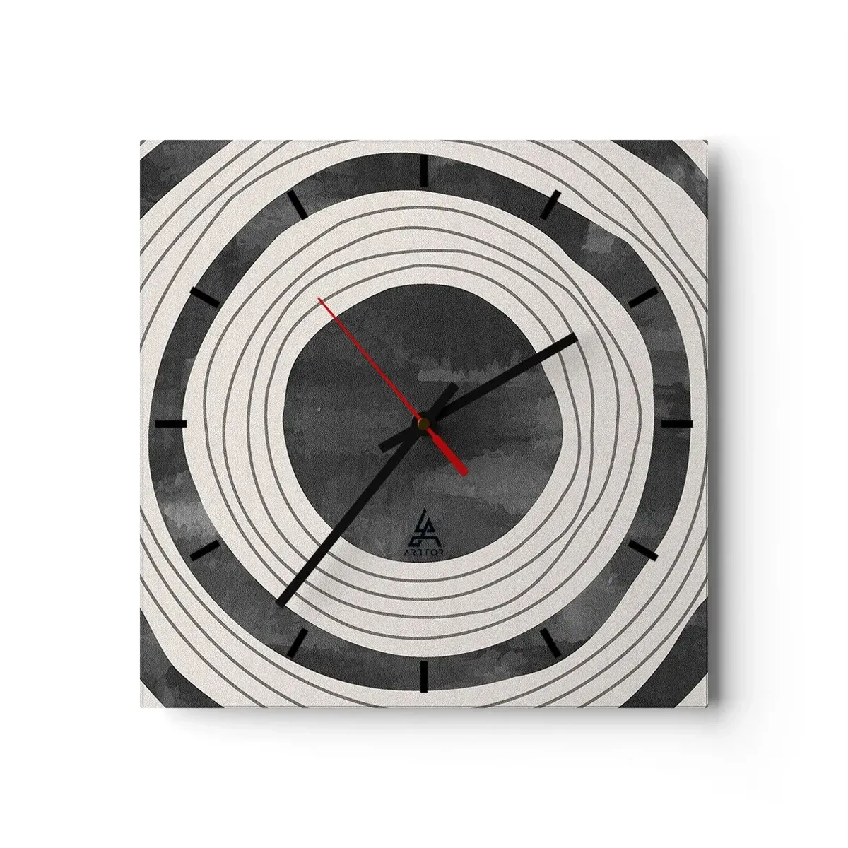 Horloge murale - Pendule murale - Cercles concentriques noirs et blancs sur fond clair - 30x30cm - Droit au but - Décoration murale moderne pour le salon et la chambre ARTTOR