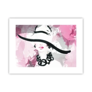 Affiche - Poster - Portrait d'une dame en noir et rose - 40x30 cm