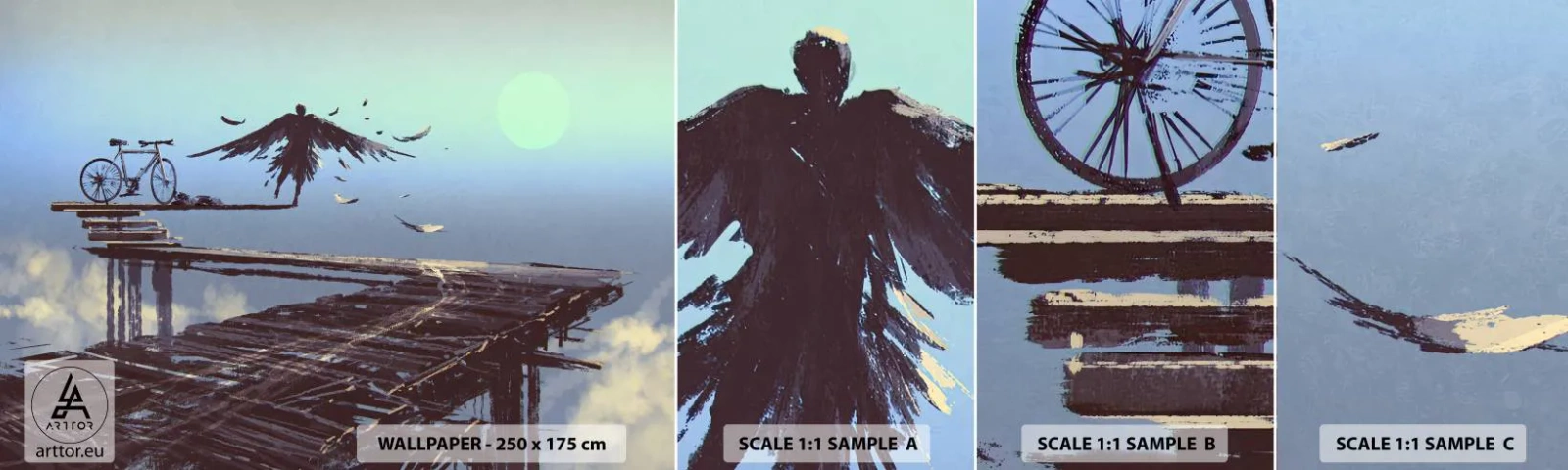 Échantillon De Papier Peint Standard Eco - Icare est toujours vivant - Abstraction, Icare, Vélo - 100x30 cm