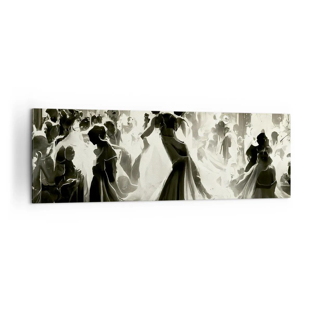 Impression sur toile - Image sur toile - Boule de style rétro en noir et blanc - 160x50cm - La grande mascarade - Décoration murale moderne pour le salon et la chambre ARTTOR
