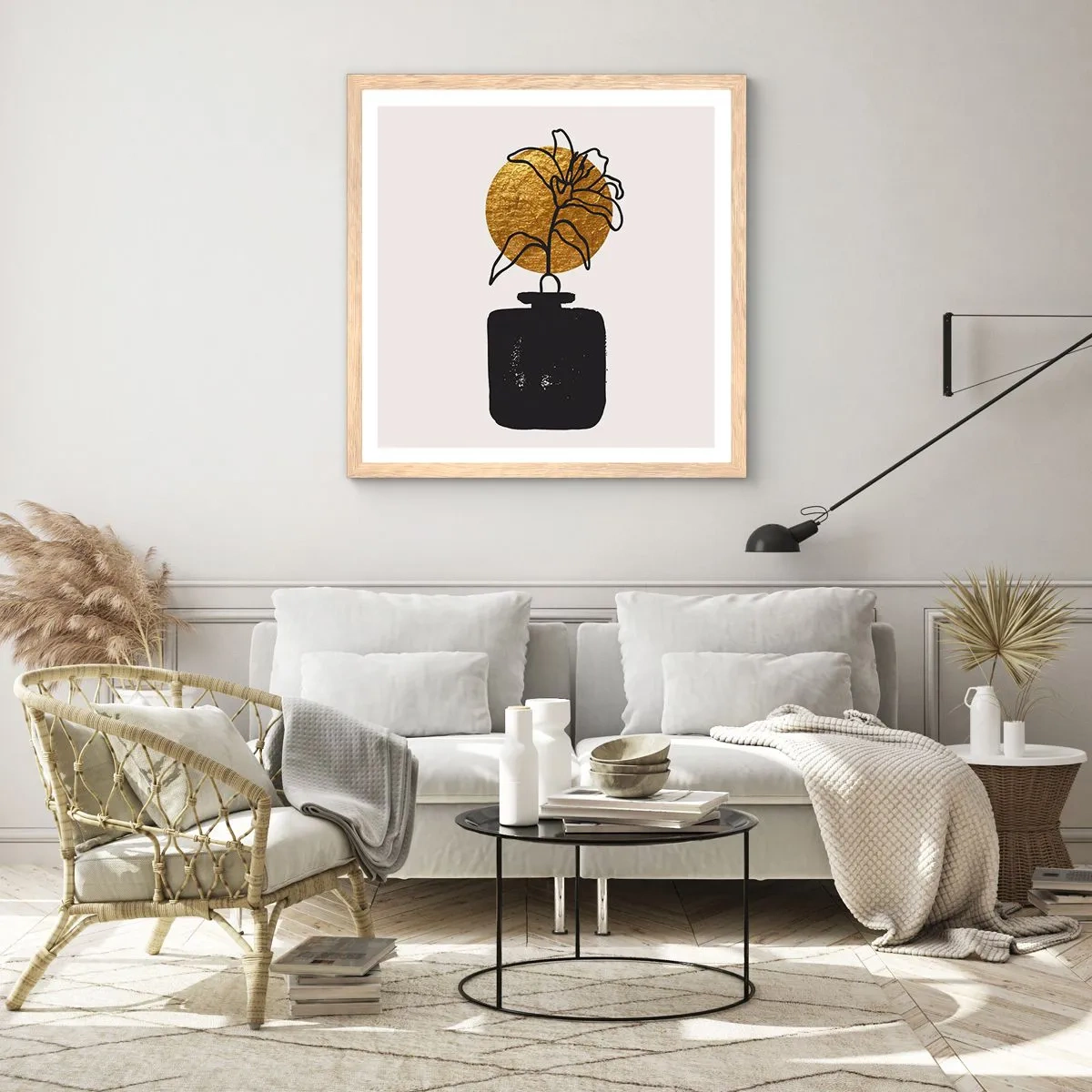 Affiche dans un chêne clair - Poster - La beauté vaut son pesant d'or - 60x60 cm